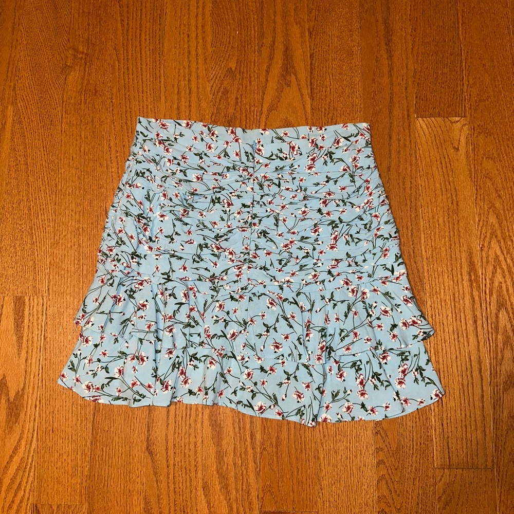 Floral Ruffle Skirt - Blue and Red